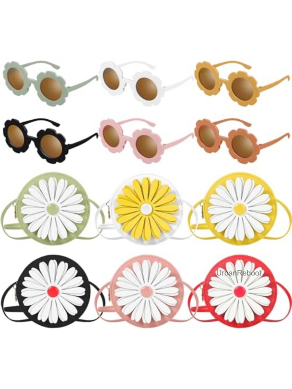 Girls Daisy Purse and Sunglasses Set PU Leather 12 Pcs